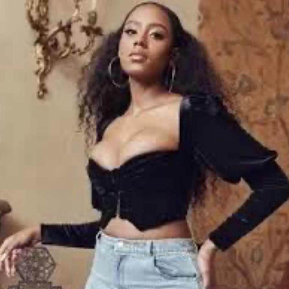 Elegant Black Velvet Women's Top